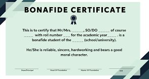Bonafide Certificate online