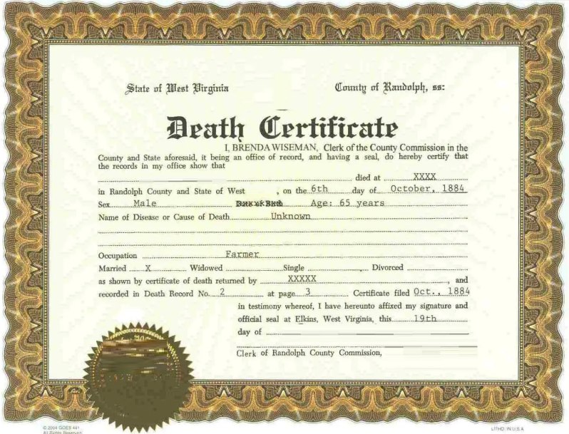 Death Certificate Online